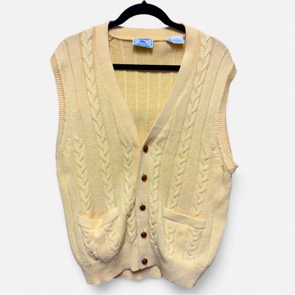 Vintage Canary Yellow IZOD Lacoste Cotton Knit Sweater Vest